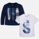 Комплект: лонгслив и футболка (темно-синий, белый), Mayoral 3049-088
