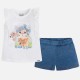 Комплект для девочки : футболка, шорты (котик),Mayoral 3287-019