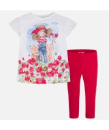 Комплект для девочки:леггинсы, футболка (маки),Mayoral 3713-015