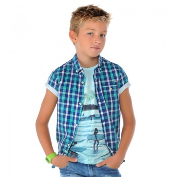 Рубашка для мальчика (клетка-atlantic), Mayoral  